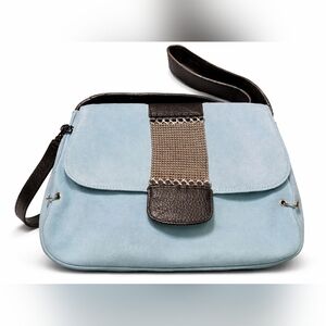 💎 Sondra Roberts Tiffany Blue Suede Crossbody Bag – Metal Ring Hardware | NWT ✨